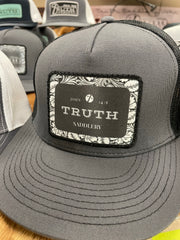Charcoal Grey/Black Cap with Black/WhiteTooled Designer Truth Patch