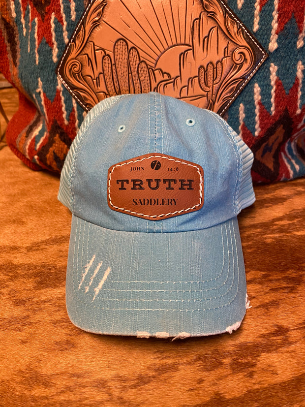Ladies Turquoise Hat with Truth Badge Patch