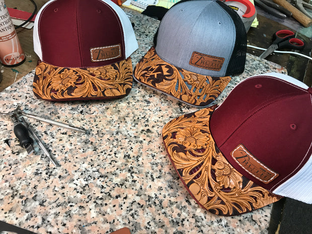 Leather bill hat sales