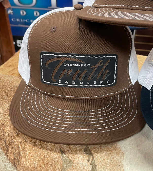 Brown/White Cap with Black Filigree Truth Patch